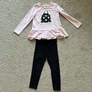 Kate Spade pink shirt and black pant set, size 4